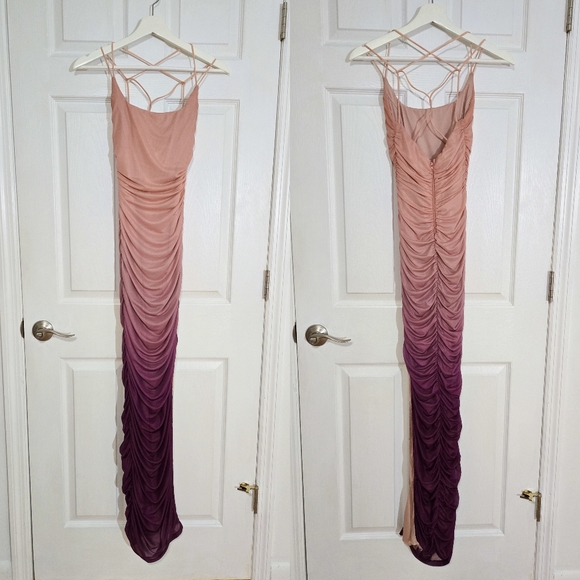 Boutique Rima Bustier Ombre Ruched Maxi Dress - Picture 3 of 4